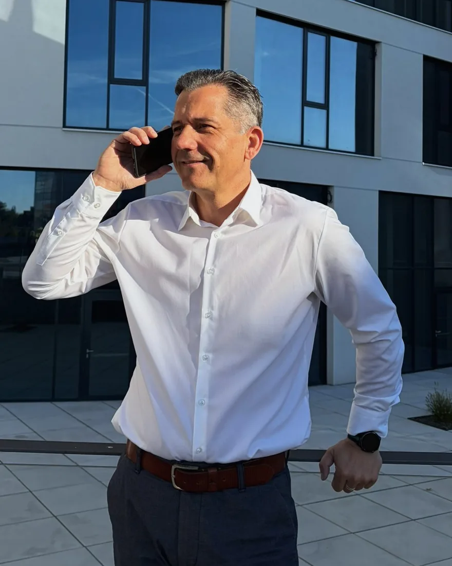 Petr Bernard on the phone